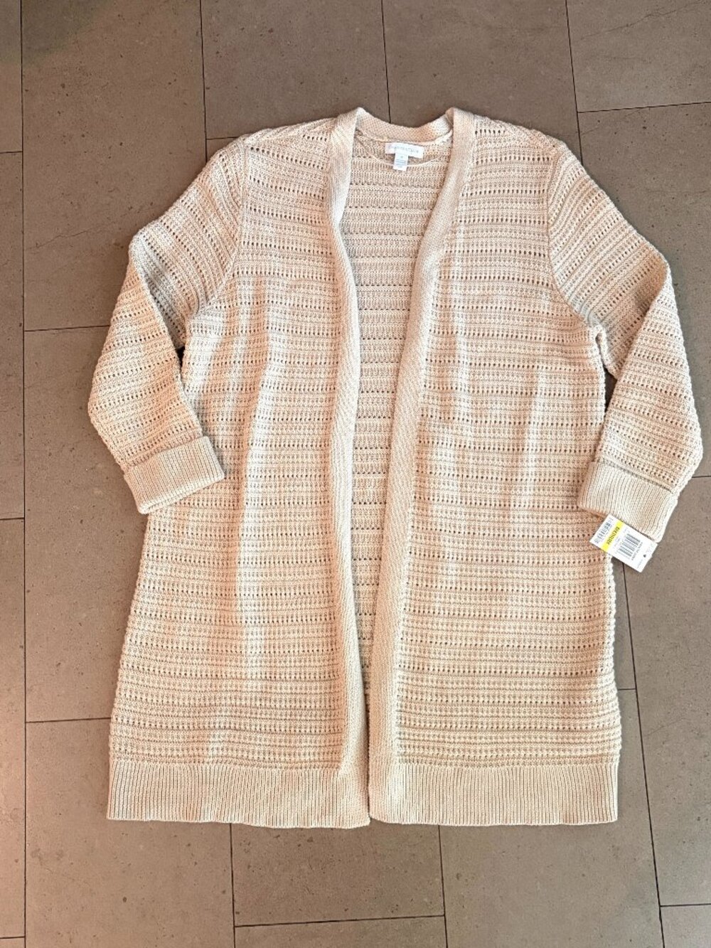 New w/ tag Charter Club Open Front Tan Cotton Blend Sweater/Cardigan-M